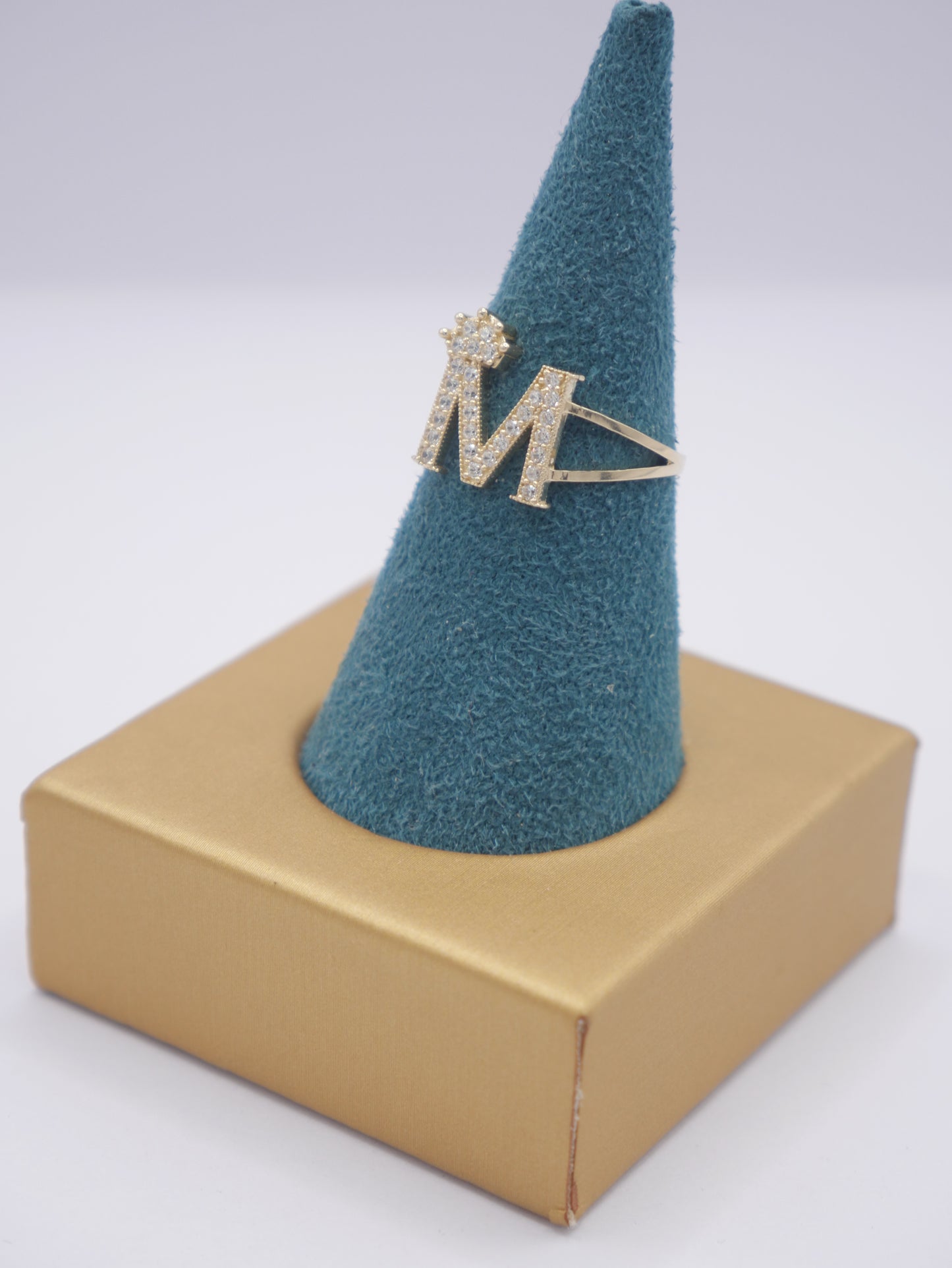 New 14K CZ Initial M Gold Ring I.J™